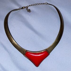 Africa Roman Halloween Egyptian necklace statement brass enamel red gold